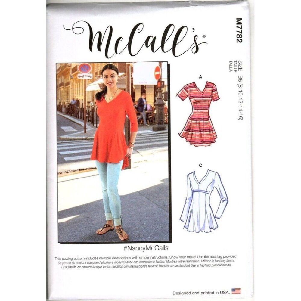 McCall's M7782 Misses 8 to 16 Pullover Tunic Top Uncut Sewing Pattern